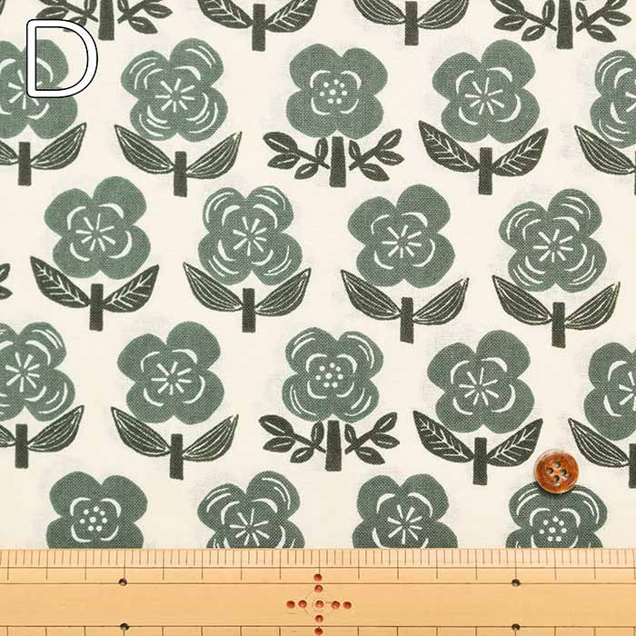 Cotton sheeting print fabric Stamped Flower - nomura tailor