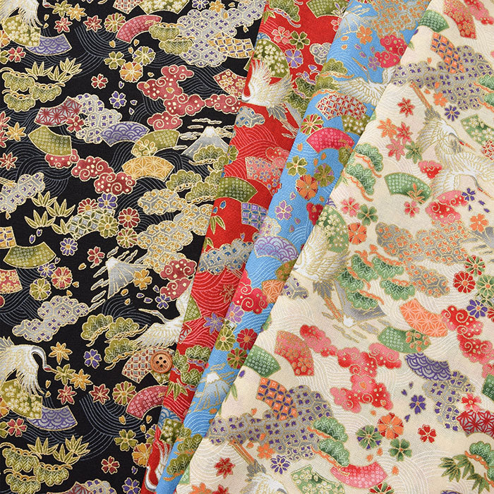 Cotton seating Japanese pattern print folk art folk art village - nomura tailor
