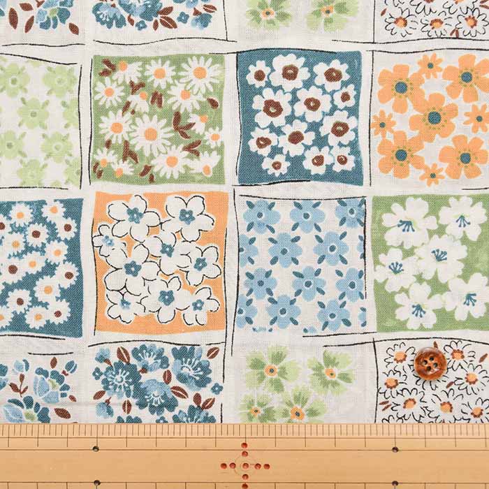 Cotton sheeting print fabric Tile Flower - nomura tailor