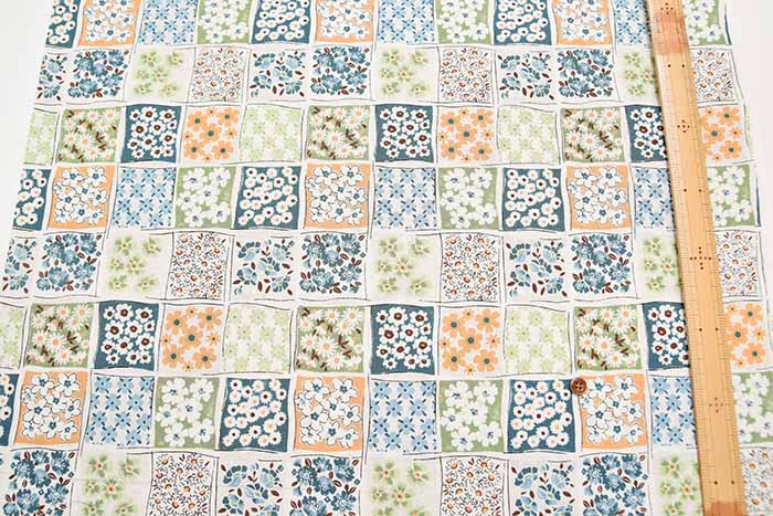 Cotton sheeting print fabric Tile Flower - nomura tailor