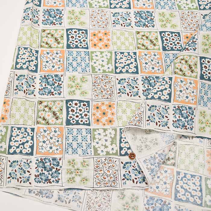 Cotton sheeting print fabric Tile Flower - nomura tailor