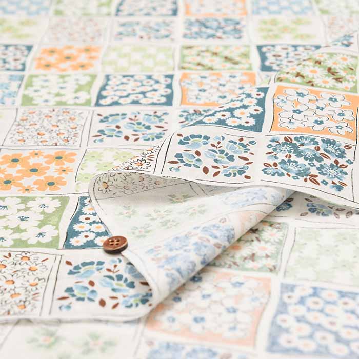 Cotton sheeting print fabric Tile Flower - nomura tailor