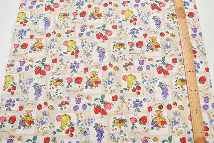 Cotton sheeting print fabric Retro Fruit - nomura tailor