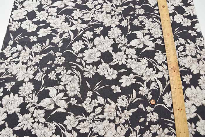 C/L Canvas printed fabric Etching flower - nomura tailor