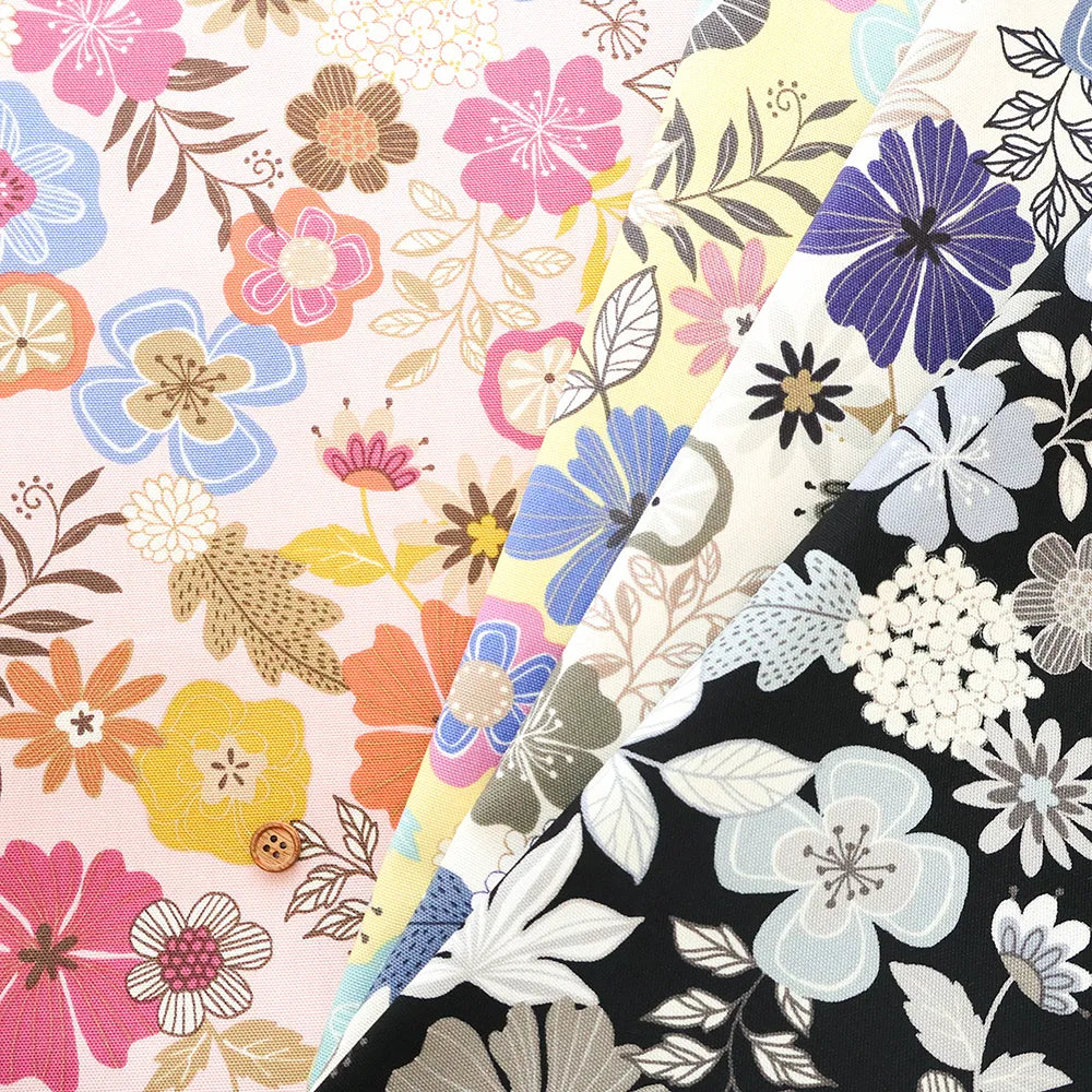 Cotton Oxford Printed Fabric - Interior Flowers - nomura tailor