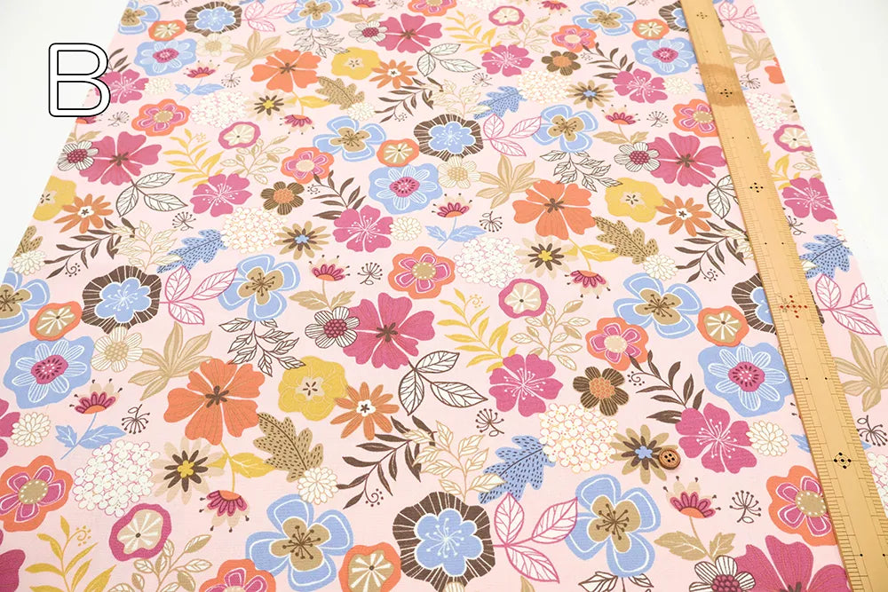 Cotton Oxford Printed Fabric - Interior Flowers - nomura tailor