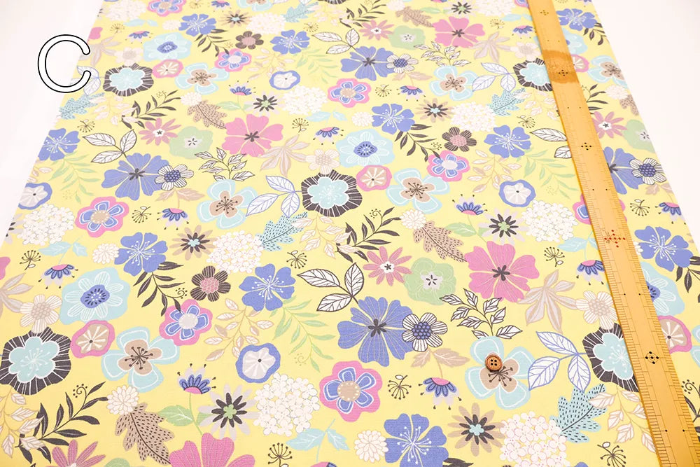 Cotton Oxford Printed Fabric - Interior Flowers - nomura tailor