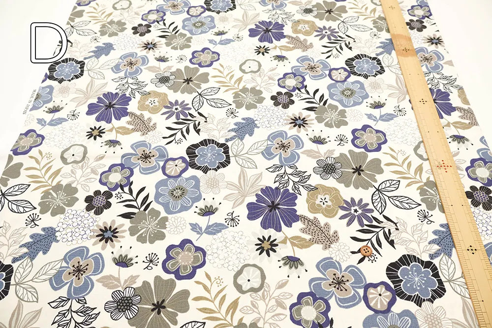 Cotton Oxford Printed Fabric - Interior Flowers - nomura tailor