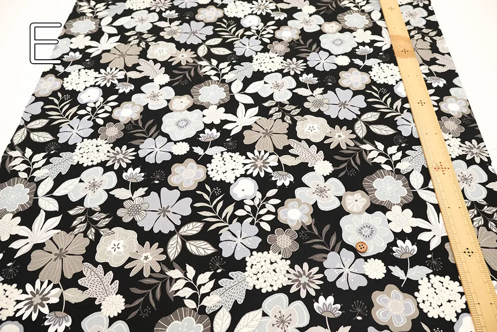 Cotton Oxford Printed Fabric - Interior Flowers - nomura tailor