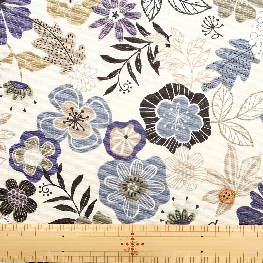 Cotton Oxford Printed Fabric - Interior Flowers - nomura tailor