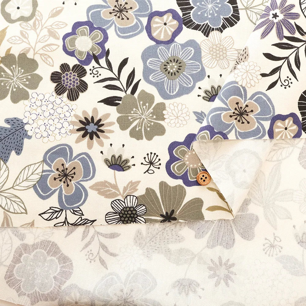 Cotton Oxford Printed Fabric - Interior Flowers - nomura tailor