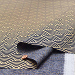 Cotton chinese Grame printed fabric Blue sea wave pattern - nomura tailor