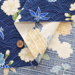 Cotton Shantung Printed Fabric - Hanazome Komachi Seigaiha Sakura - nomura tailor