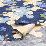 Cotton Shantung Printed Fabric - Hanazome Komachi Seigaiha Sakura - nomura tailor