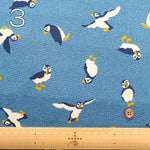 Cotton Oxford Printed Fabric - Denim Style Puffin - nomura tailor