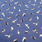 Cotton Oxford Printed Fabric - Denim Style Puffin - nomura tailor