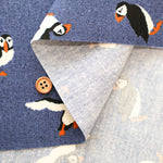 Cotton Oxford Printed Fabric - Denim Style Puffin - nomura tailor