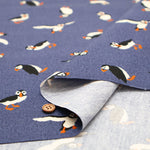 Cotton Oxford Printed Fabric - Denim Style Puffin - nomura tailor