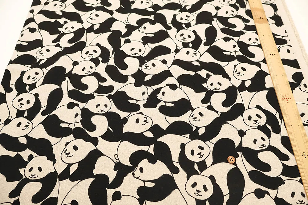 C/L Canvas Printed Fabric - Panda - nomura tailor