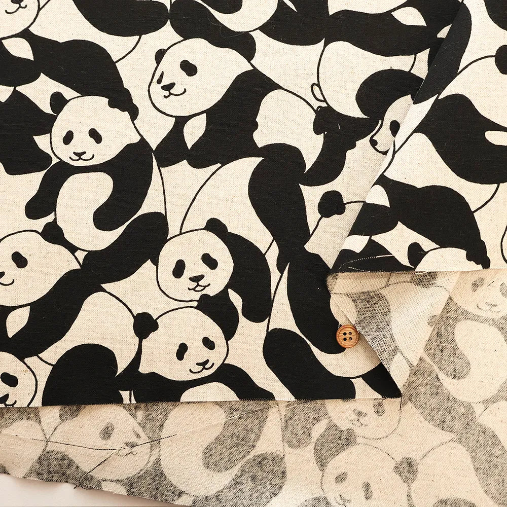 C/L Canvas Printed Fabric - Panda - nomura tailor