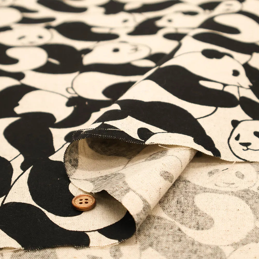 C/L Canvas Printed Fabric - Panda - nomura tailor
