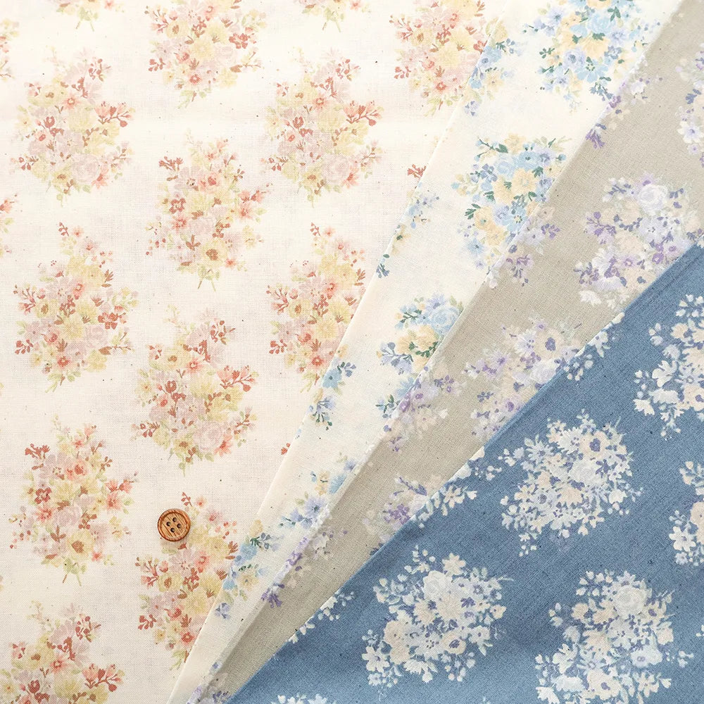 Cotton Unbleached Sharting Printed Fabric - Floral Harmony - nomura tailor