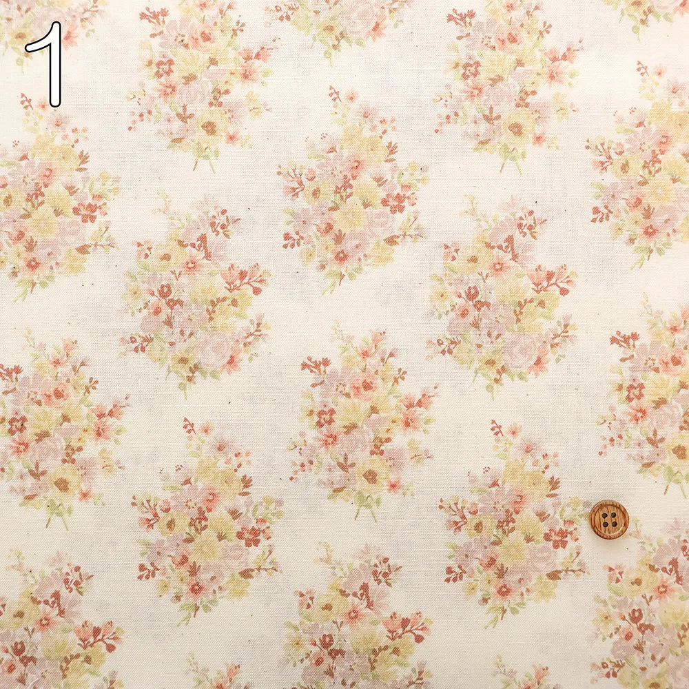 Cotton Unbleached Sharting Printed Fabric - Floral Harmony - nomura tailor