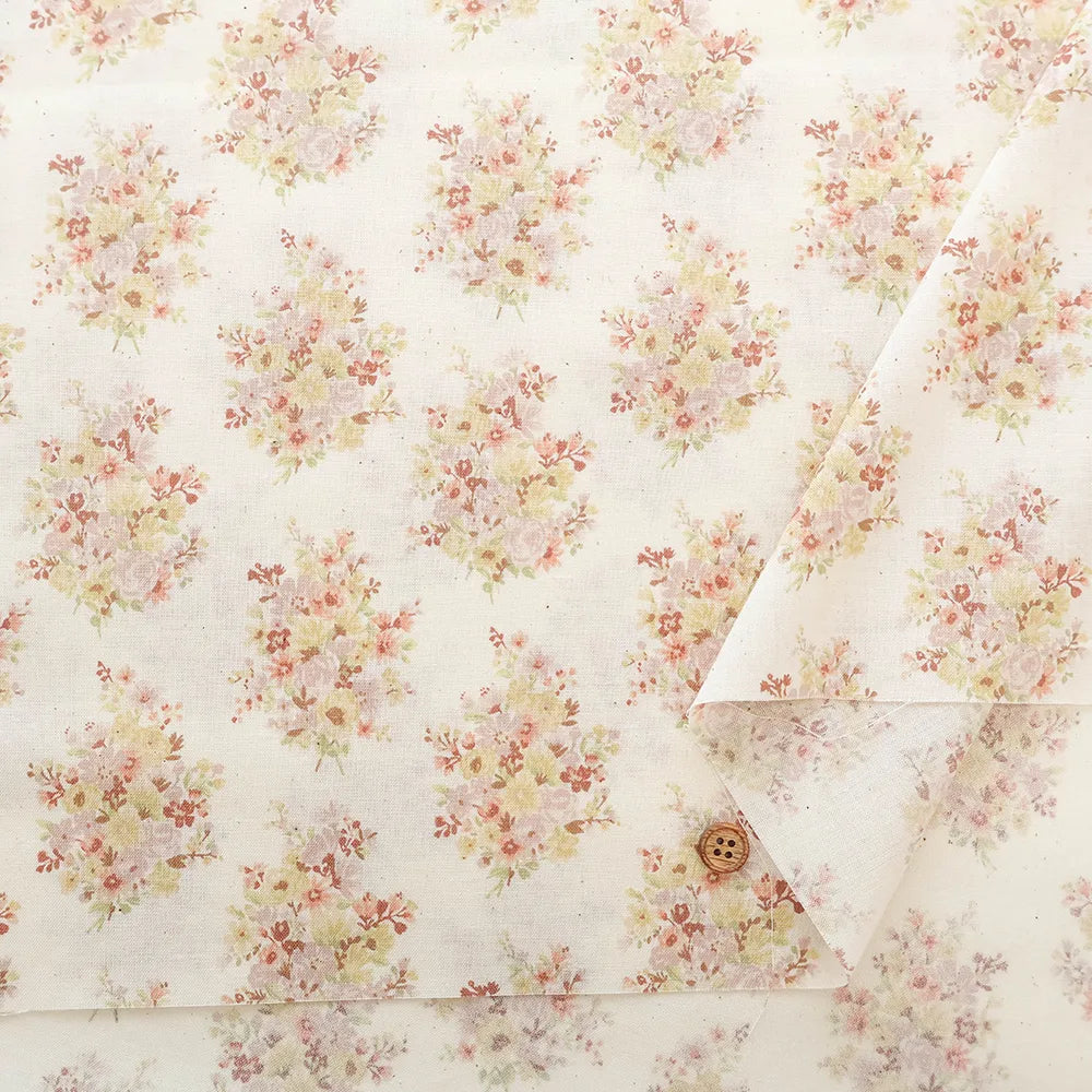 Cotton Unbleached Sharting Printed Fabric - Floral Harmony - nomura tailor