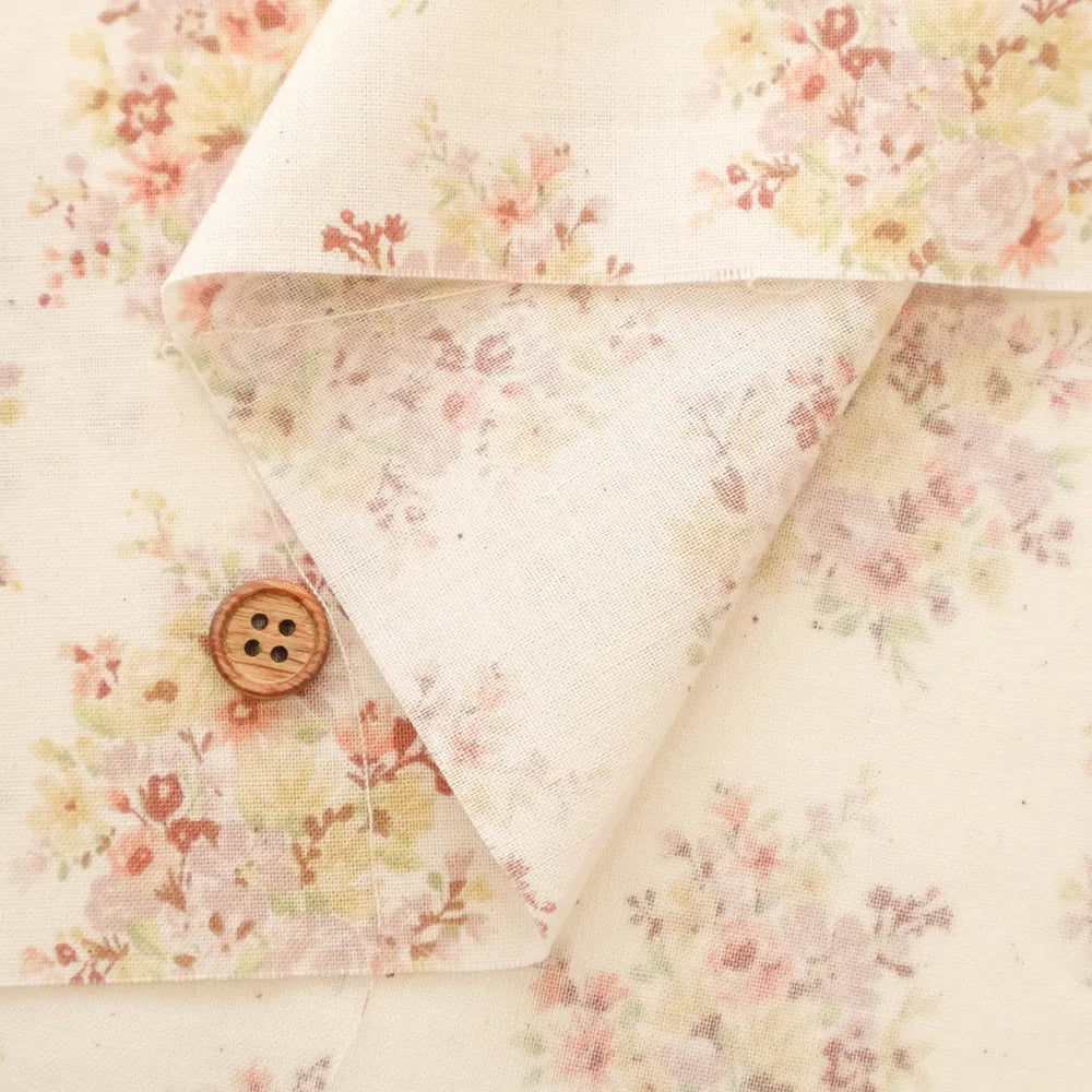 Cotton Unbleached Sharting Printed Fabric - Floral Harmony - nomura tailor