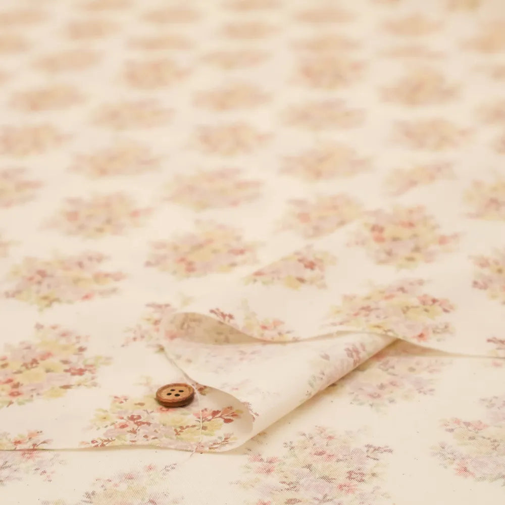 Cotton Unbleached Sharting Printed Fabric - Floral Harmony - nomura tailor