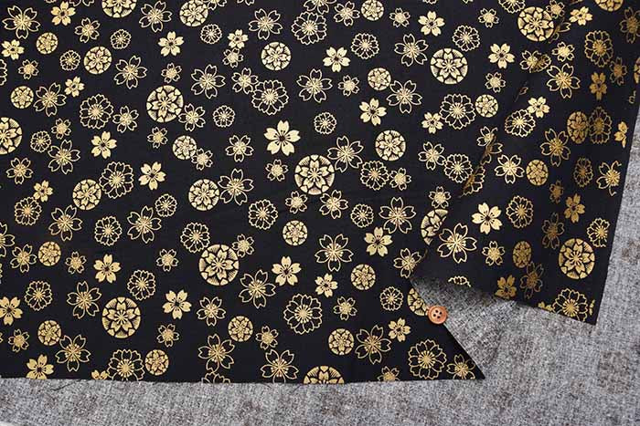 Cotton seating Japanese pattern print fabric lame cherry blossoms - nomura tailor