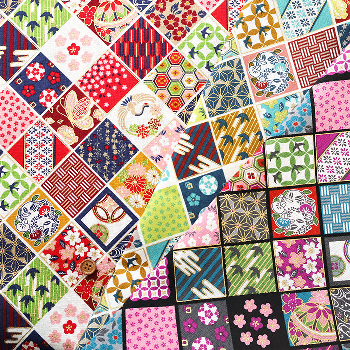 Cotton Sheeting printed Fabric - Japanese Style Lame (Glitter) - nomura tailor