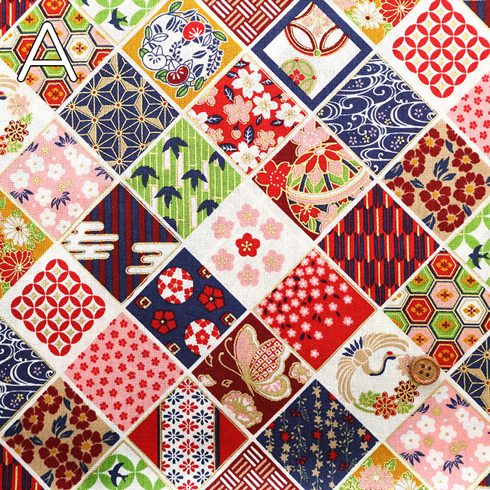 Cotton Sheeting printed Fabric - Japanese Style Lame (Glitter) - nomura tailor