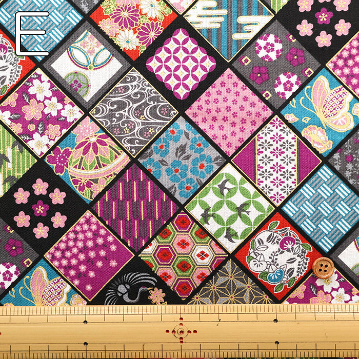 Cotton Sheeting printed Fabric - Japanese Style Lame (Glitter) - nomura tailor