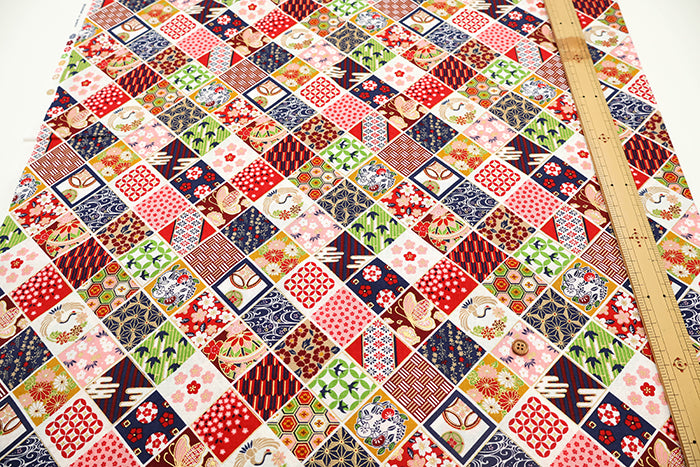 Cotton Sheeting printed Fabric - Japanese Style Lame (Glitter) - nomura tailor