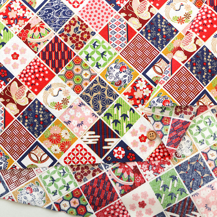 Cotton Sheeting printed Fabric - Japanese Style Lame (Glitter) - nomura tailor