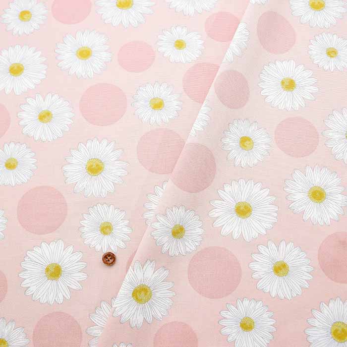 Cotton Ox Printed Fabric Polka Dot Daisy - nomura tailor