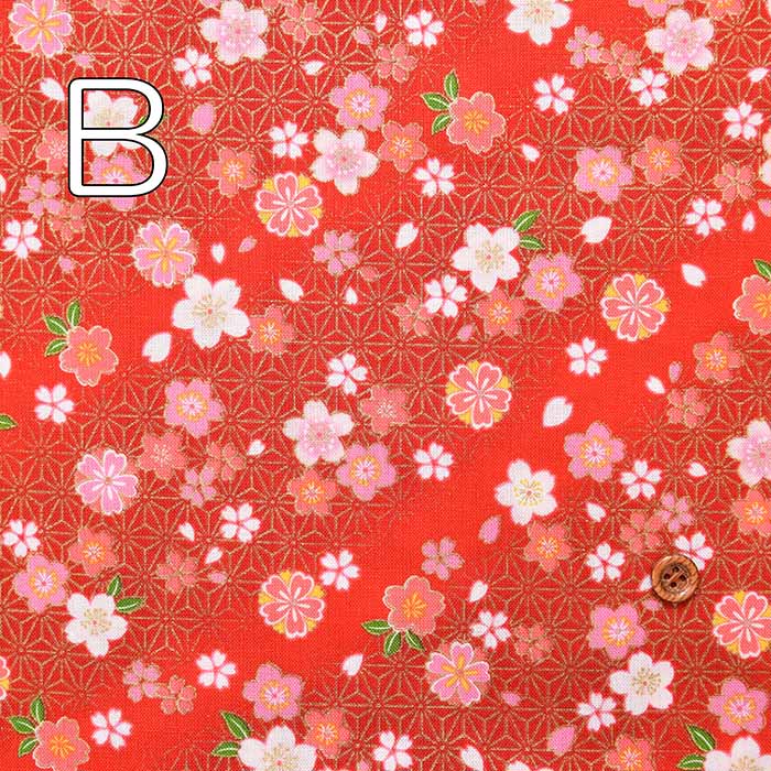 Cotton cinching Japanese-style lame print fabric, cherry blossom - nomura tailor