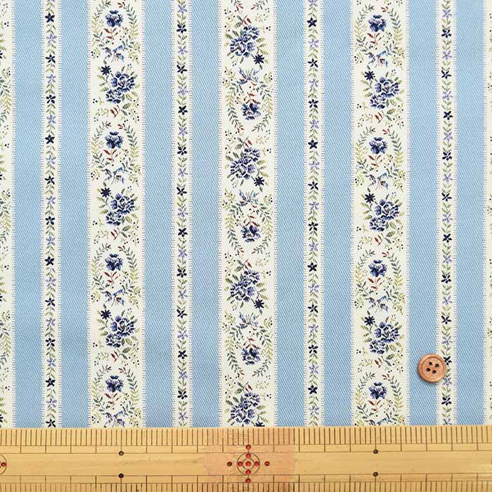 Cotton twill printed fabric Stripe Flower - nomura tailor
