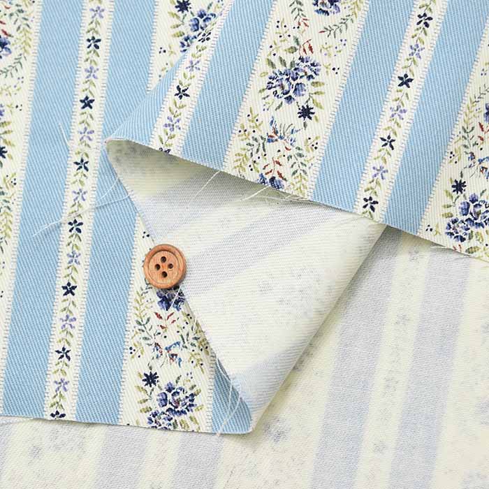 Cotton twill printed fabric Stripe Flower - nomura tailor