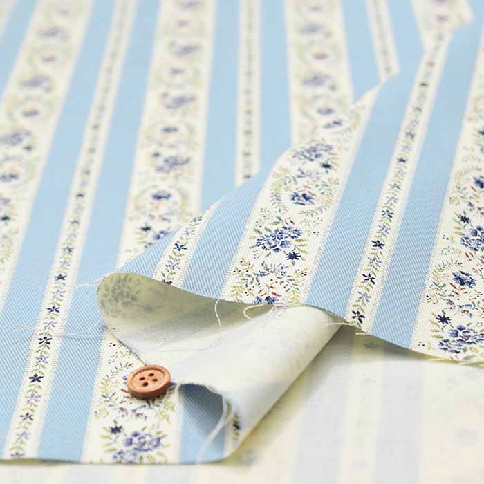 Cotton twill printed fabric Stripe Flower - nomura tailor