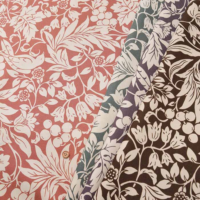 Cotton Twill Printed Fabric Botanical Bird - nomura tailor