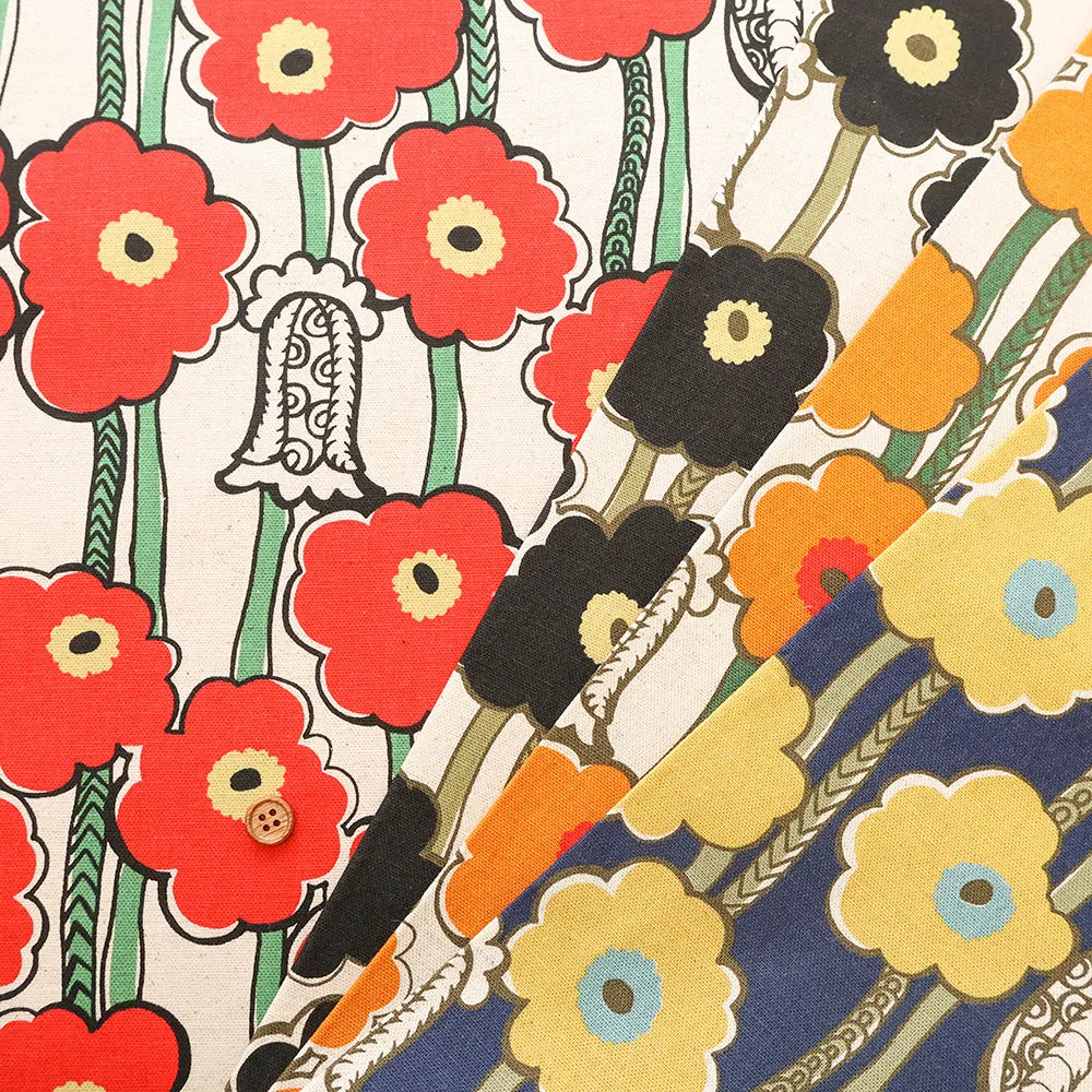 C/L Canvas Printed Fabric - Poppy Forest - nomura tailor