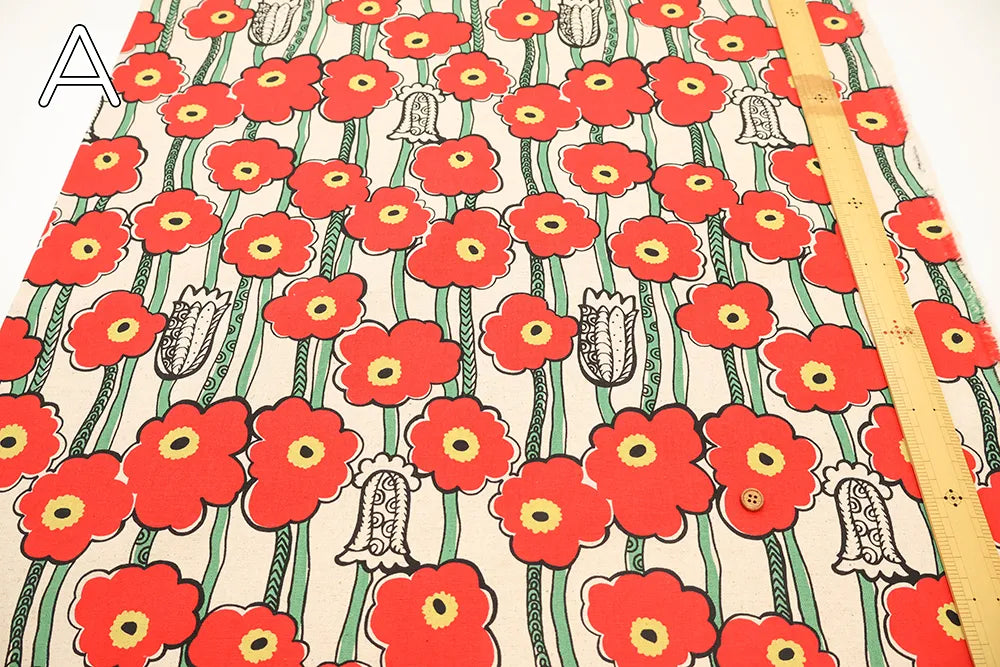 C/L Canvas Printed Fabric - Poppy Forest - nomura tailor
