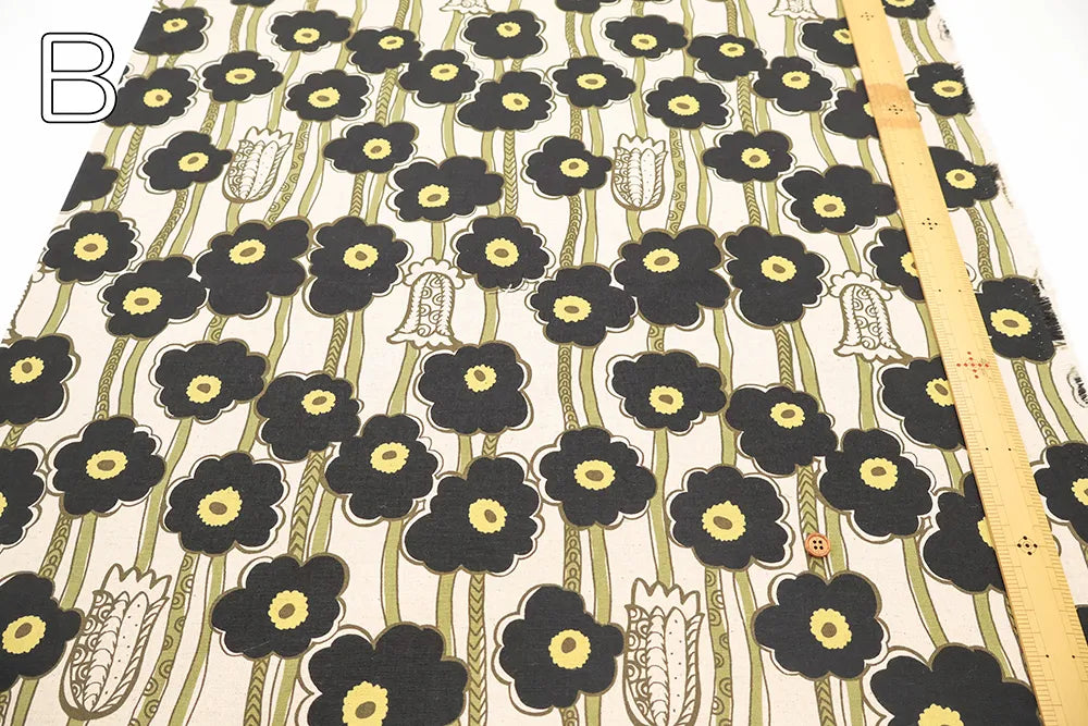 C/L Canvas Printed Fabric - Poppy Forest - nomura tailor