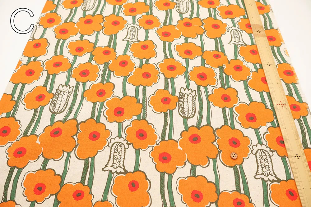 C/L Canvas Printed Fabric - Poppy Forest - nomura tailor