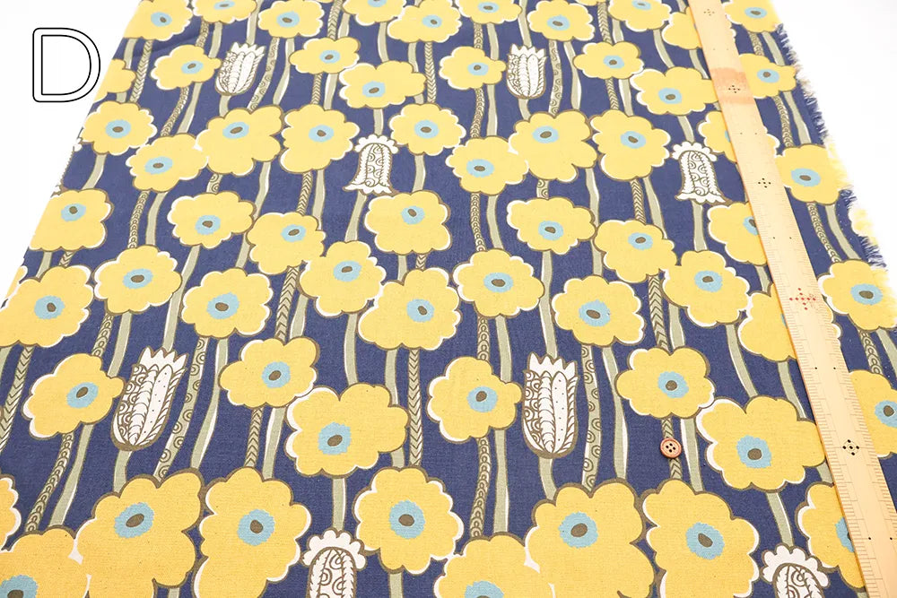 C/L Canvas Printed Fabric - Poppy Forest - nomura tailor