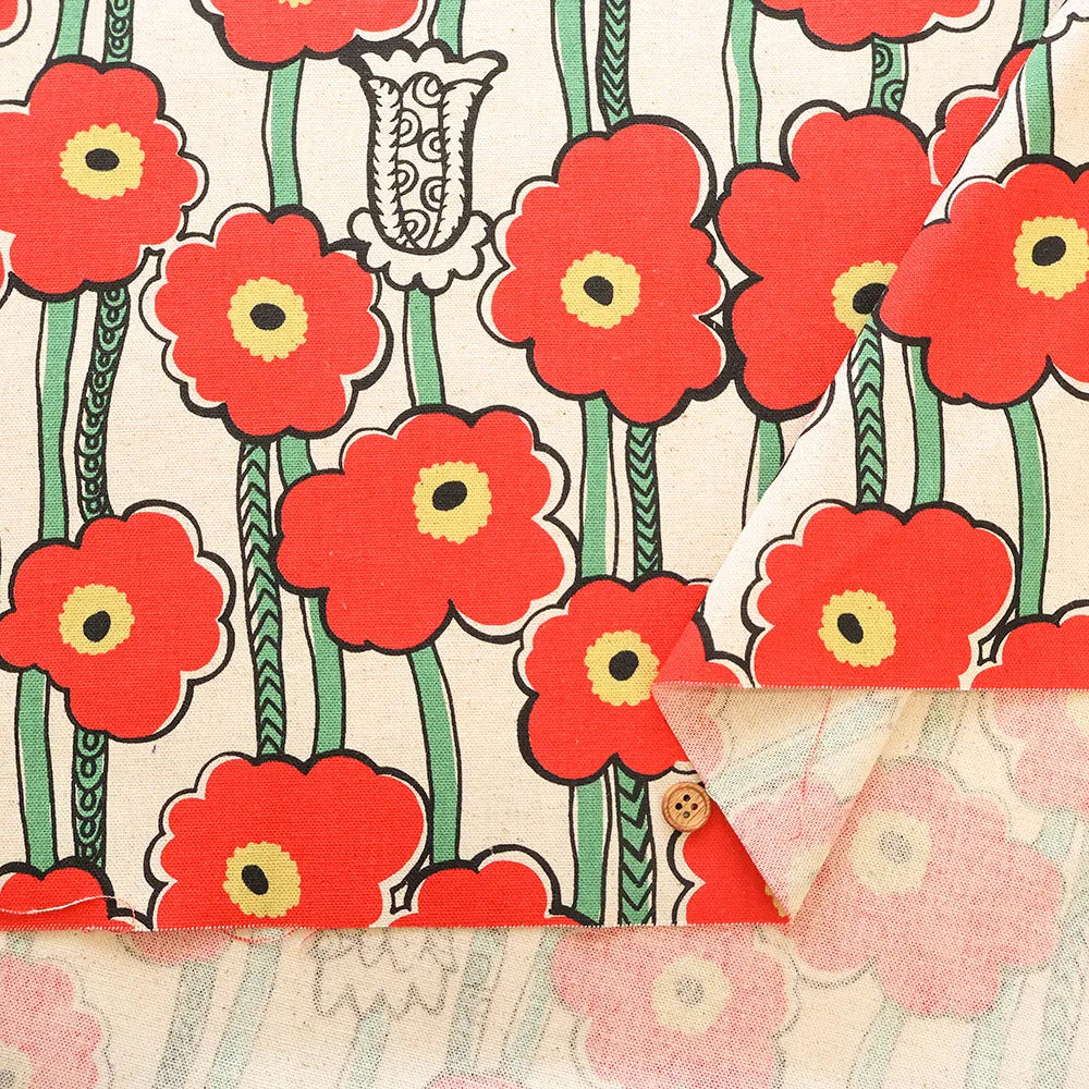 C/L Canvas Printed Fabric - Poppy Forest - nomura tailor