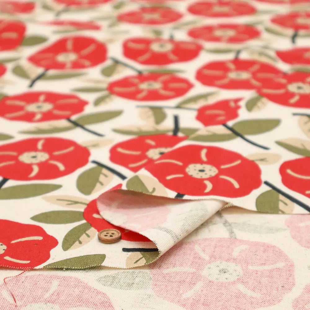 C/L Canvas Printed Fabric - Wild Rose - nomura tailor
