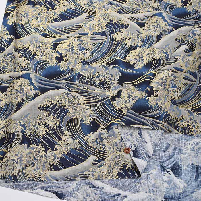 Cotton dobby Japanese Pattern printed fabric Wave - nomura tailor